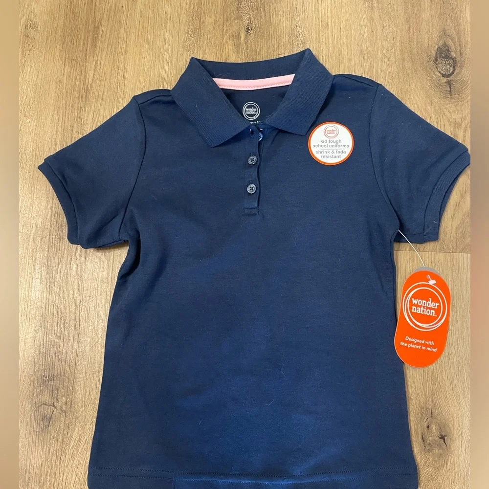 NWT girls XS‎ navy blue soft, colored uniform shirt